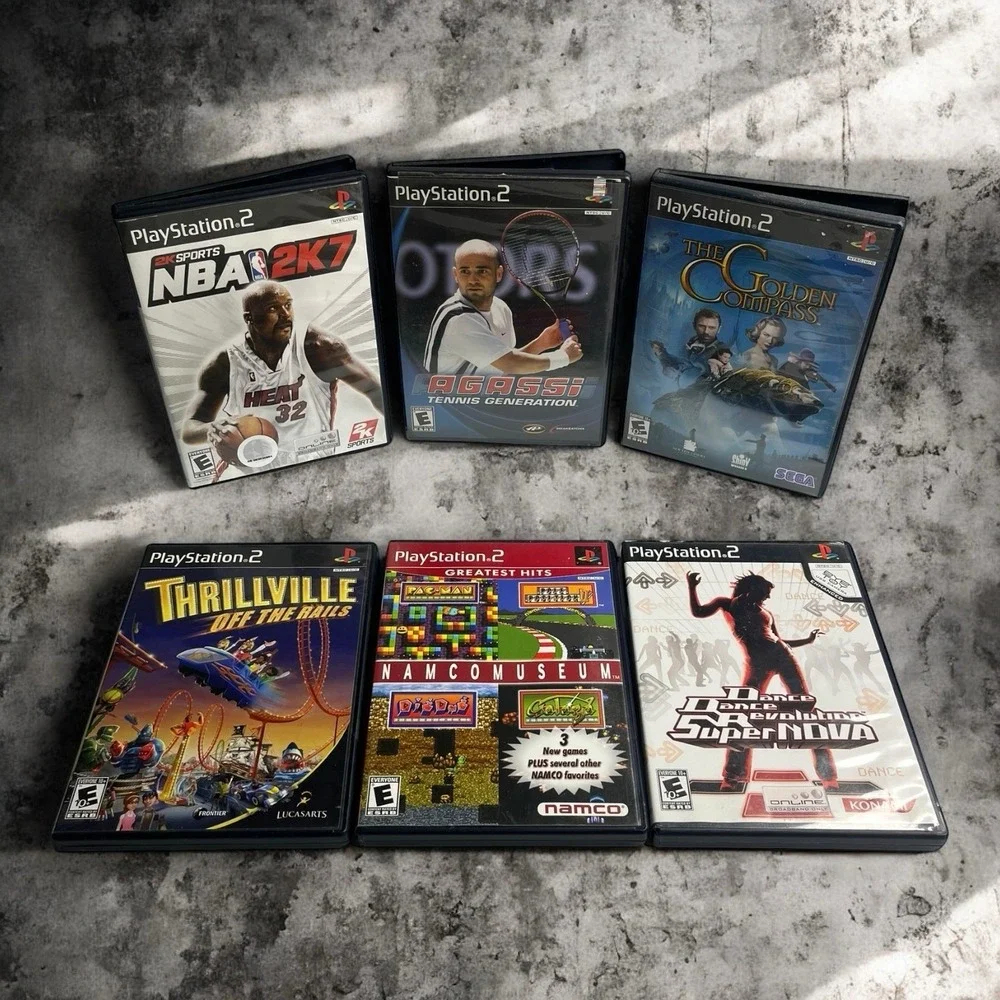 PlayStation 2 PS2 Thrillville Namcomuseum Tennis NBA 2K7 Dance Bundle Lot 6
